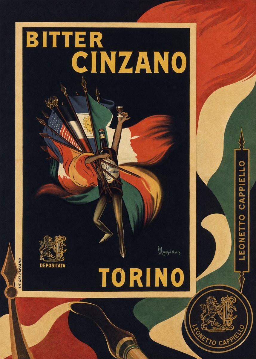 Leonetto Cappiello Bitter Cinzano Torino No6 - Plakát