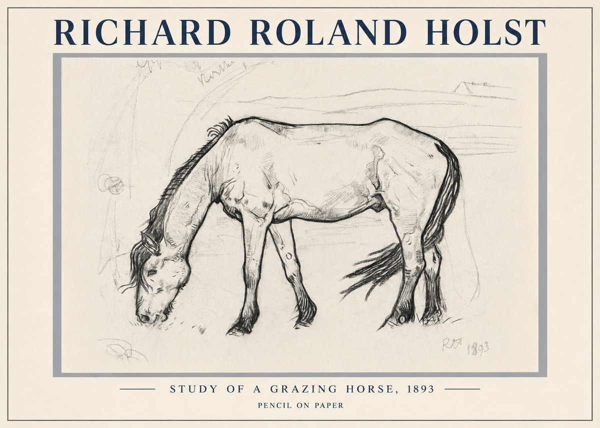 Richard Roland Holst Study of a Grazing Horse No5 - Plakát