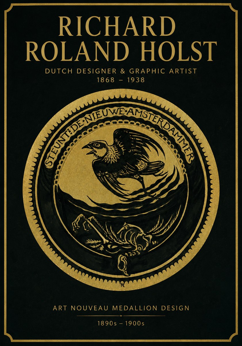 Richard Roland Holst Art Nouveau Medallion Design No2 - Plakát