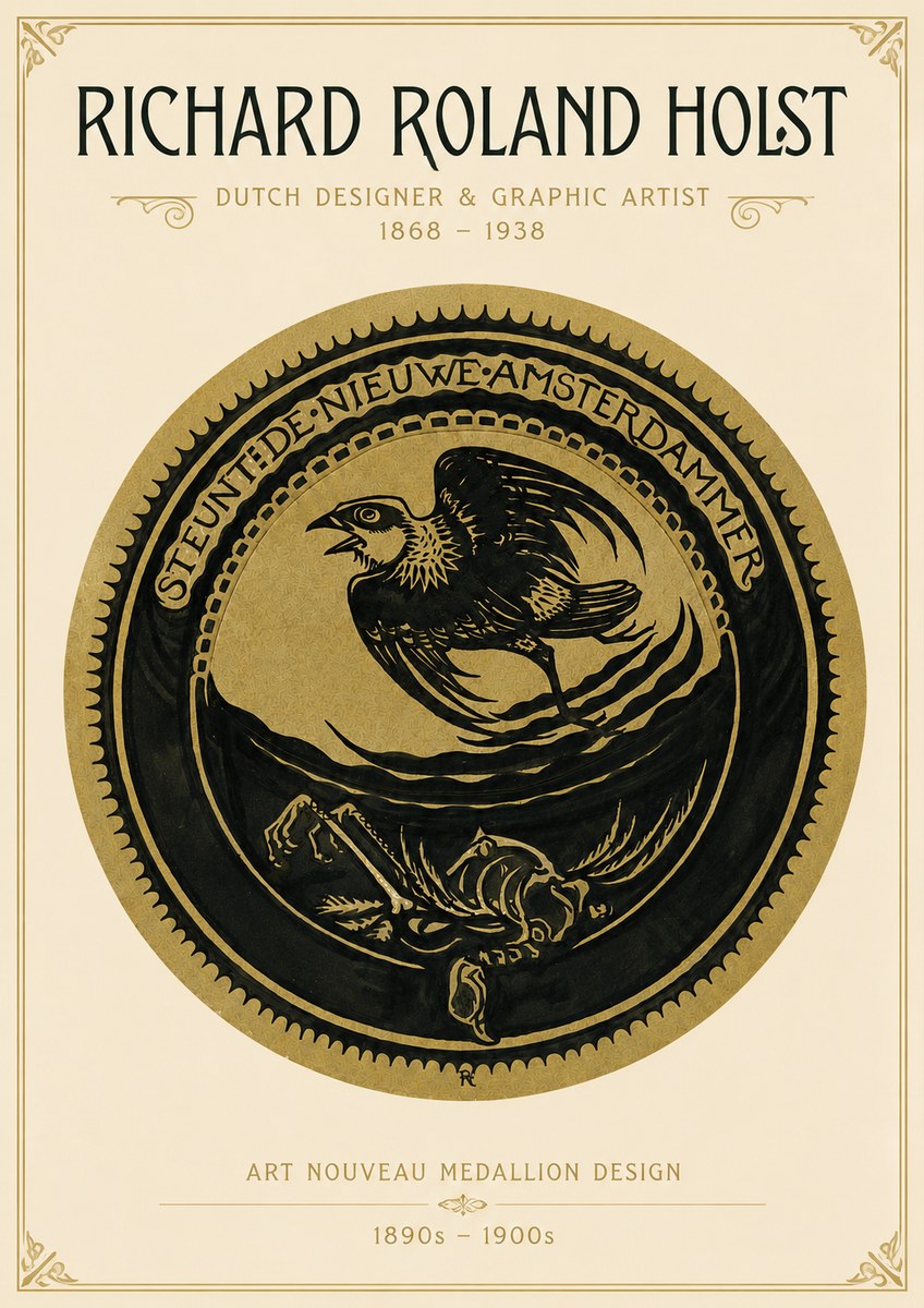 Richard Roland Holst Art Nouveau Medallion Design No3 - Plakát