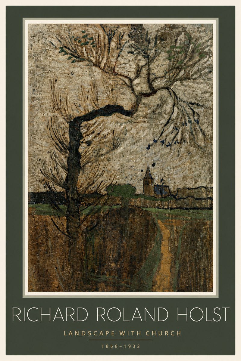 Richard Roland Holst Landscape with Church No2 - Plakát