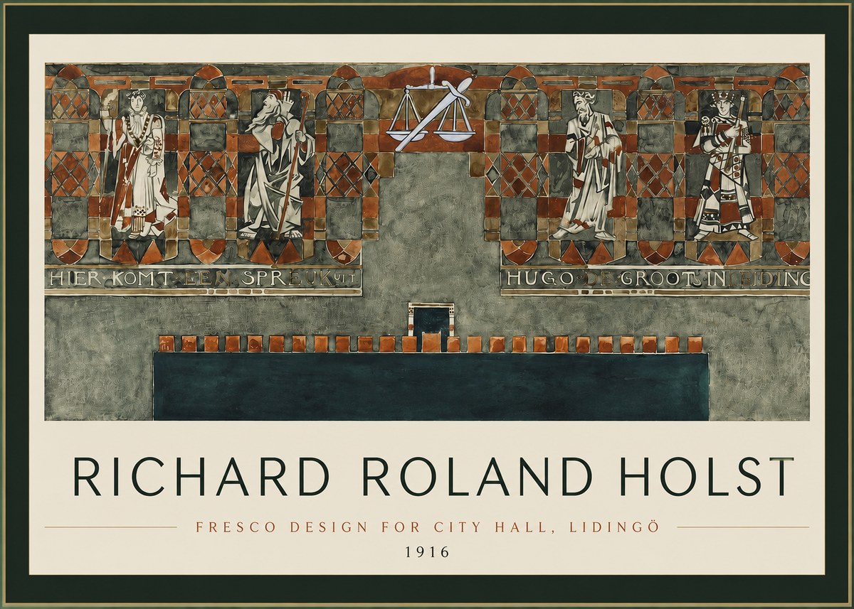 Richard Roland Holst Fresco Design - City Hall, Lidingö No2 - Plakát