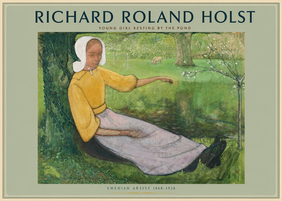 Richard Roland Holst Young Girl Resting by the Pond No2 - Plakát