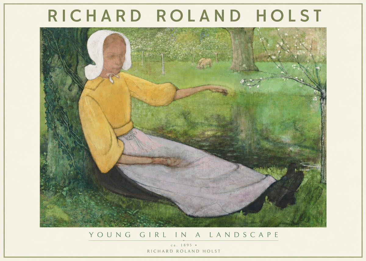Richard Roland Holst Young Girl Resting by the Pond No3 - Plakát