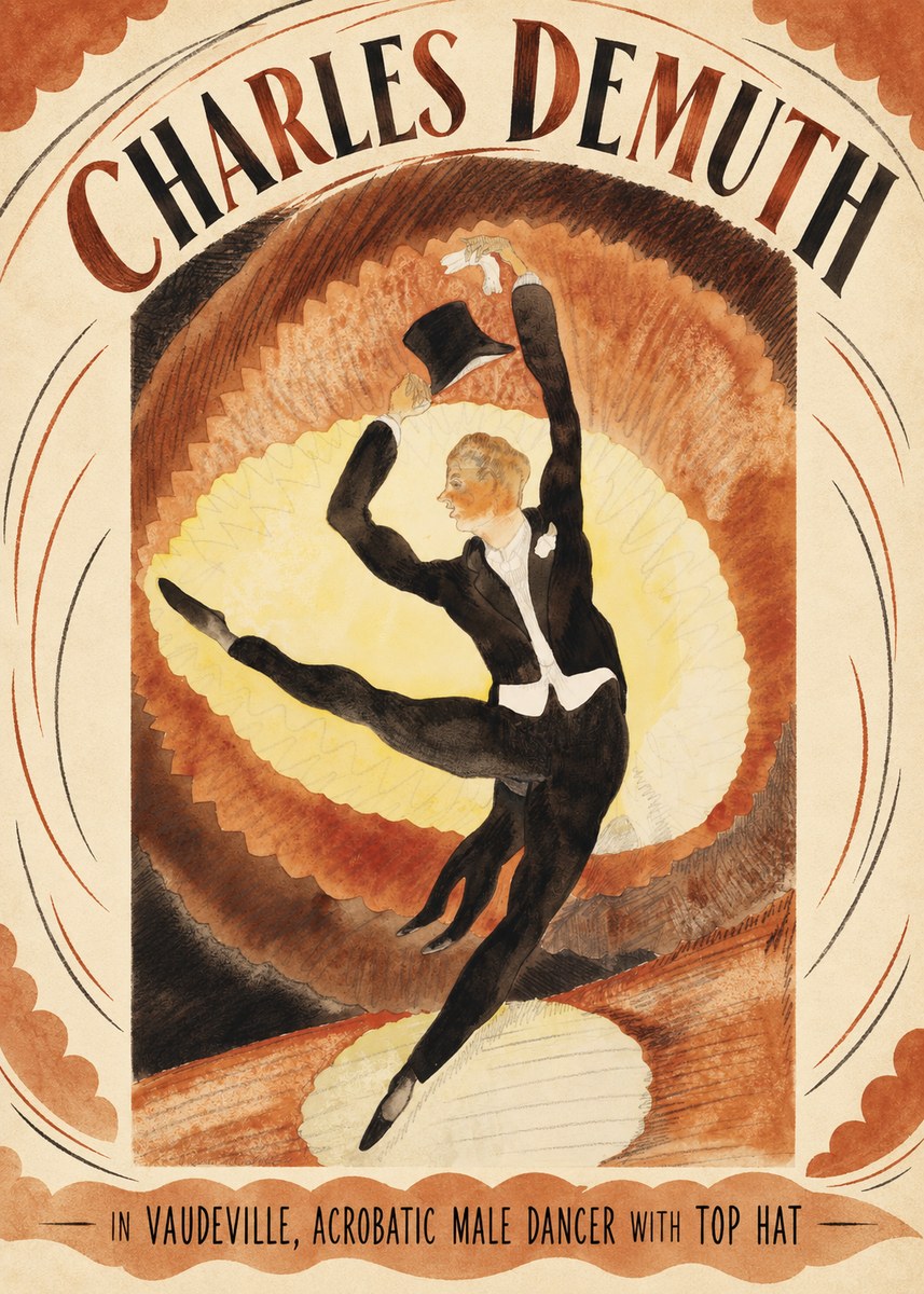 Charles Demuth In Vaudeville, Acrobatic Male Dancer with Top Hat No5 - Plakát