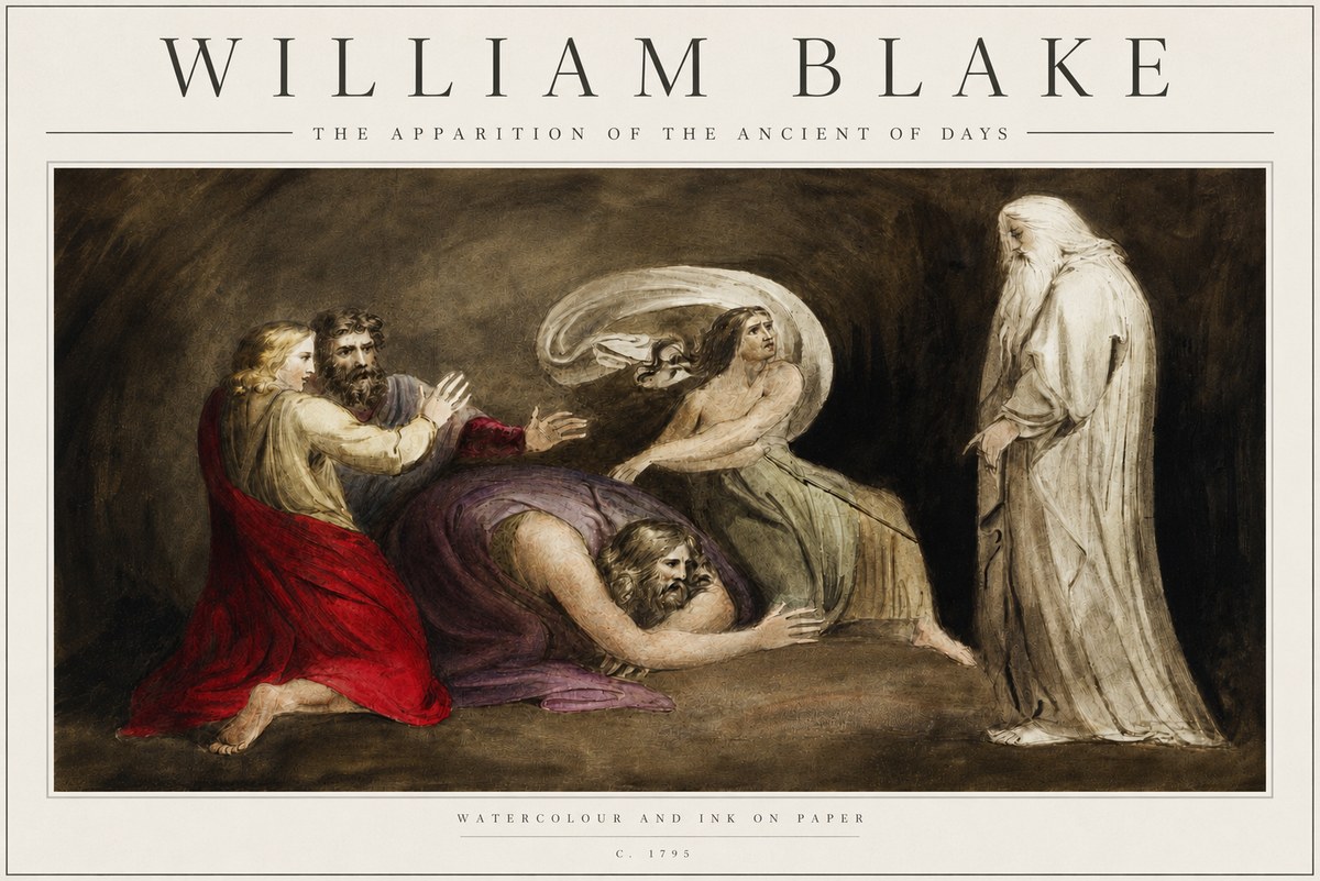William Blake The Apparition of the Ancient of Days No3 - Plakát