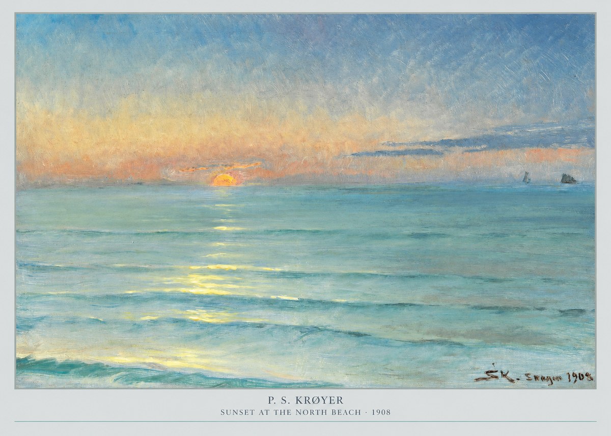 P.S. Krøyer Sunset at the North Beach No5 - Plakát