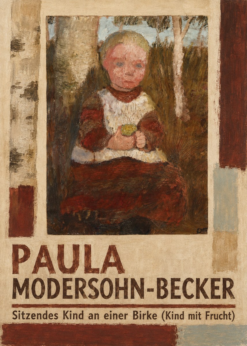 Paula Modersohn-Becker Sitzendes Kind an Einer Birke (Kind Mit Frucht) No2 - Plakát