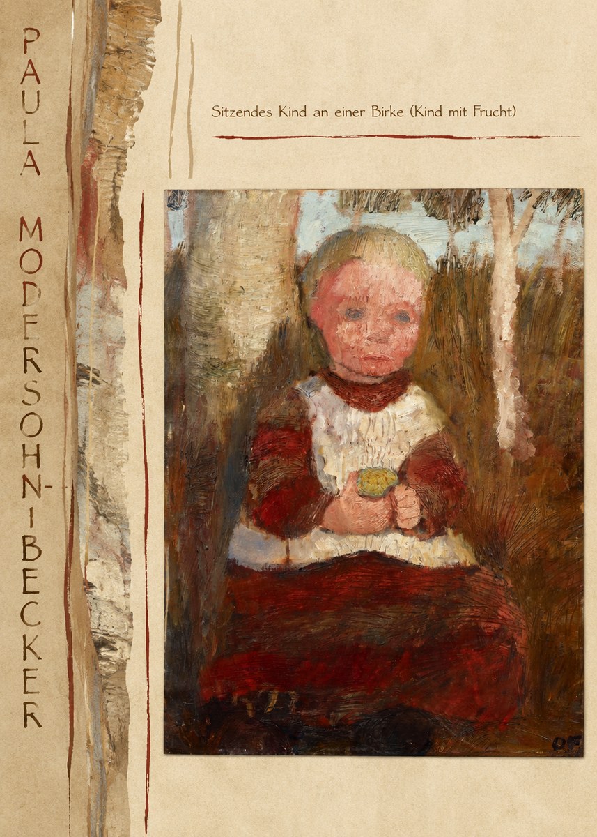 Paula Modersohn-Becker Sitzendes Kind an Einer Birke (Kind Mit Frucht) No3 - Plakát
