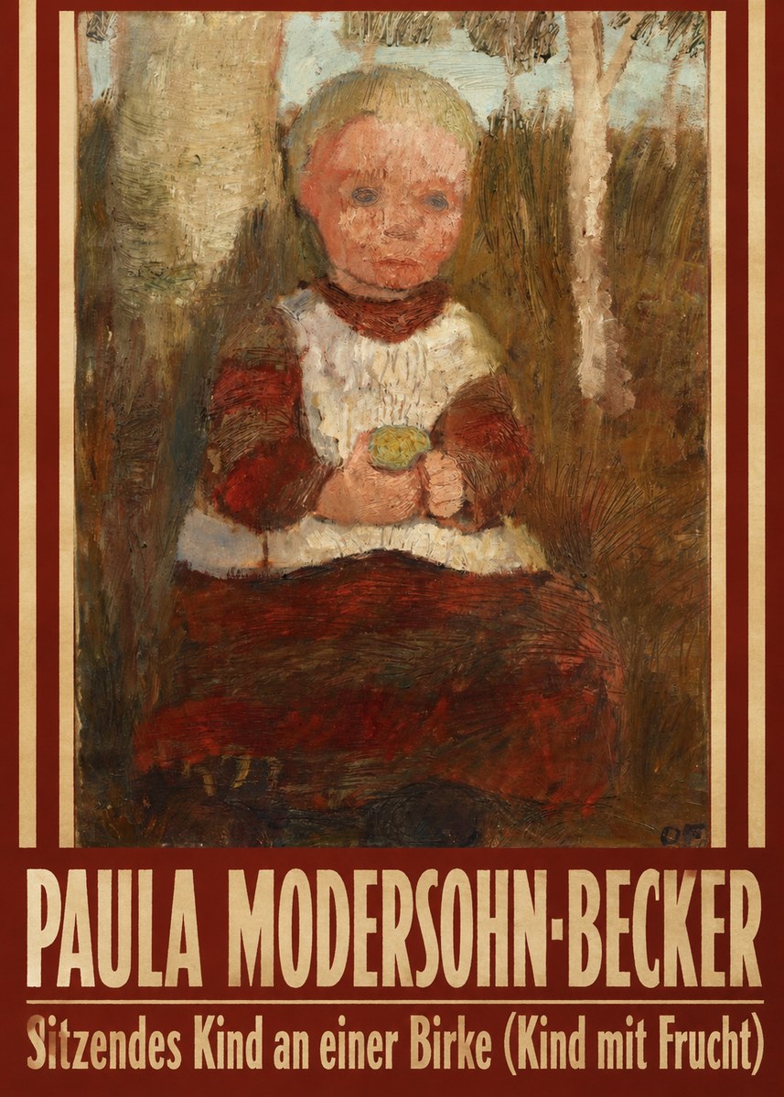 Paula Modersohn-Becker Sitzendes Kind an Einer Birke (Kind Mit Frucht) No4 - Plakát