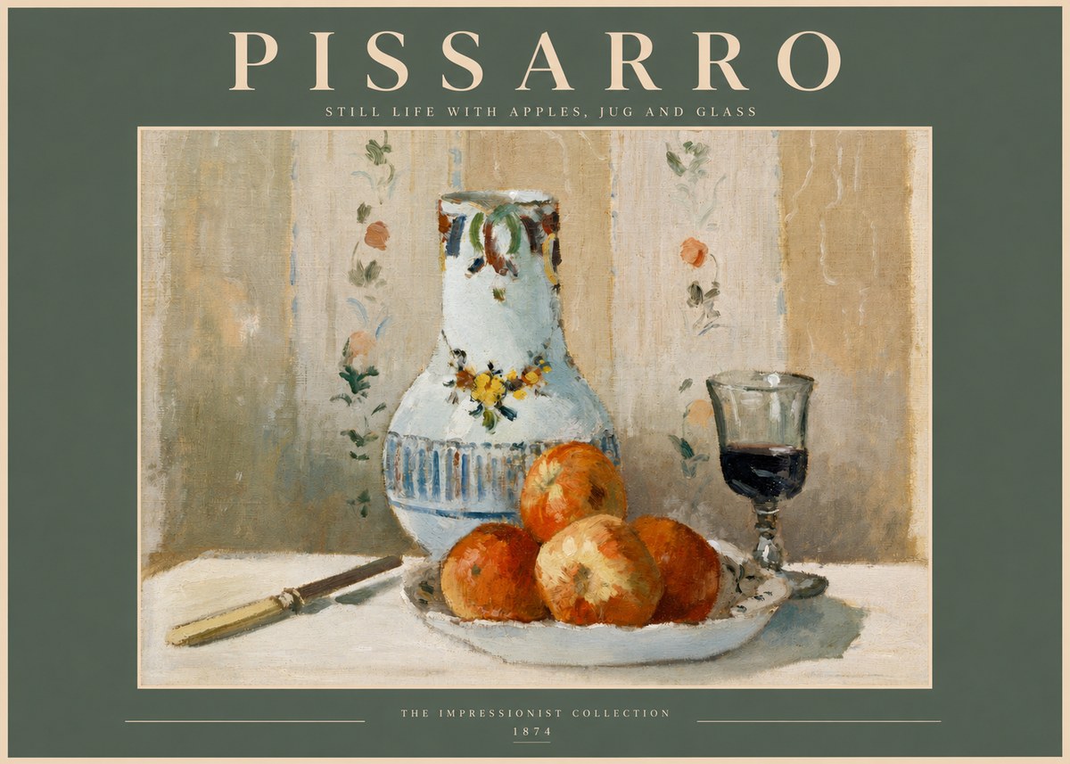 Pissarro Still Life with Apples, Jug and Glass No2 - Plakát