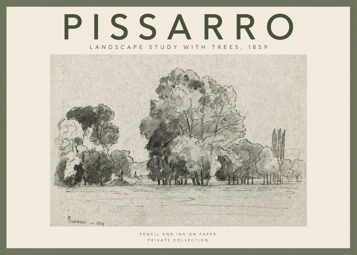Pissarro Landscape Study with Trees No2 - Plakát
