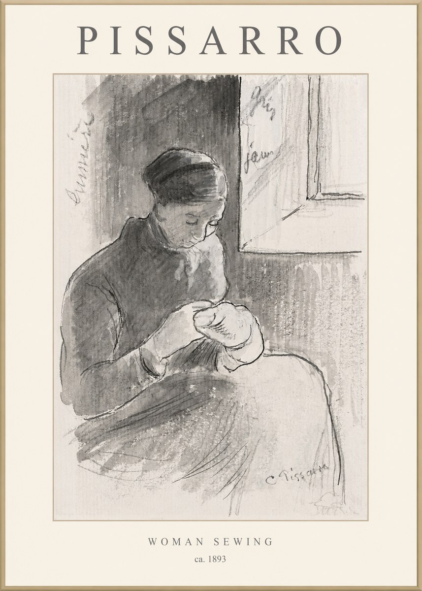 Pissarro Woman Sewing No1 - Plakát