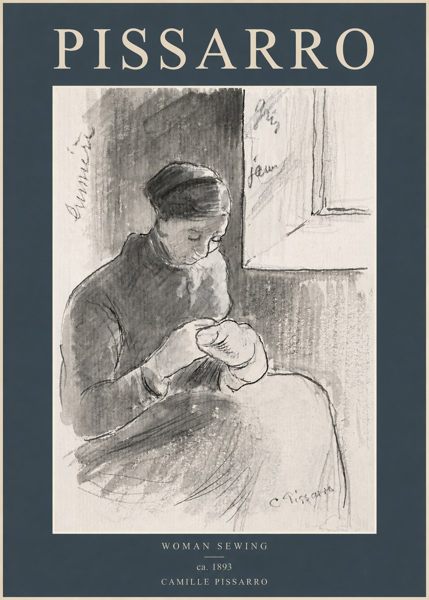 Pissarro Woman Sewing No2 - Plakát