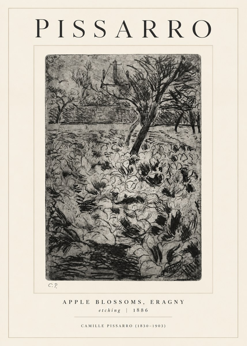 Pissarro Apple Blossoms, Eragny No1 - Plakát