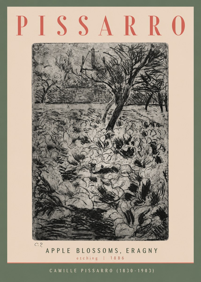Pissarro Apple Blossoms, Eragny No2 - Plakát