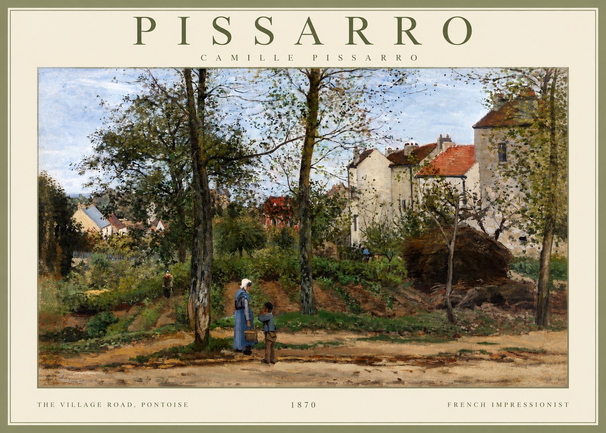 Pissarro The Village Road, Pontoise No2 - Plakát