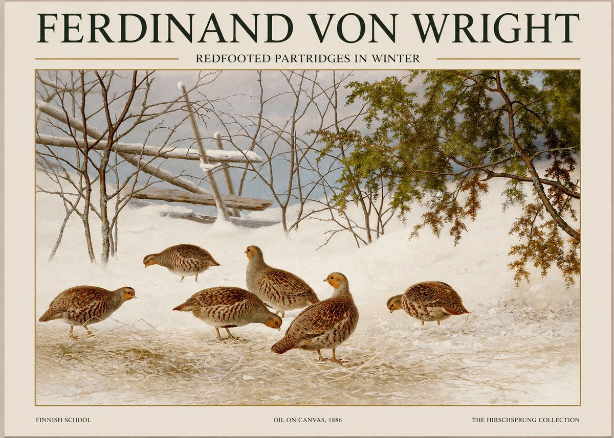 Ferdinand von Wright Redfooted Partridges in Winter No1 - Plakát