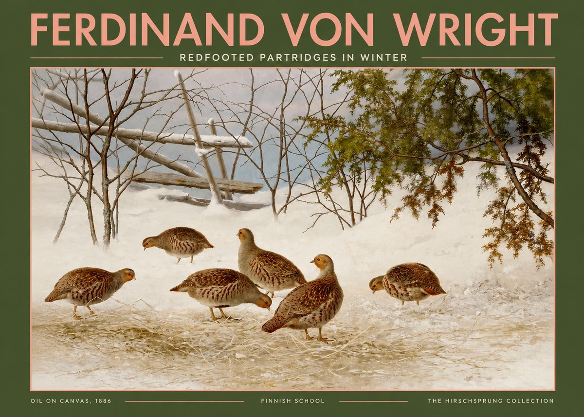 Ferdinand von Wright Redfooted Partridges in Winter No2 - Plakát
