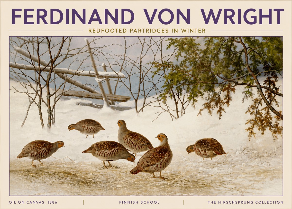 Ferdinand von Wright Redfooted Partridges in Winter No4 - Plakát