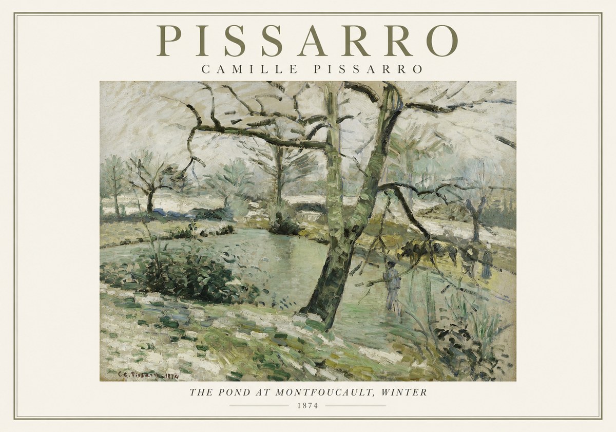 Pissarro The Pond at Montfoucault, Winter No1 - Plakát