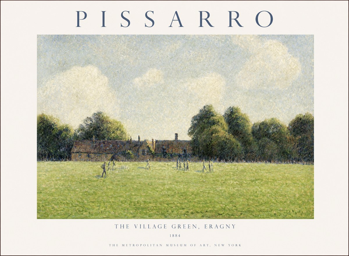 Pissarro The Village Green, Eragny No1 - Plakát