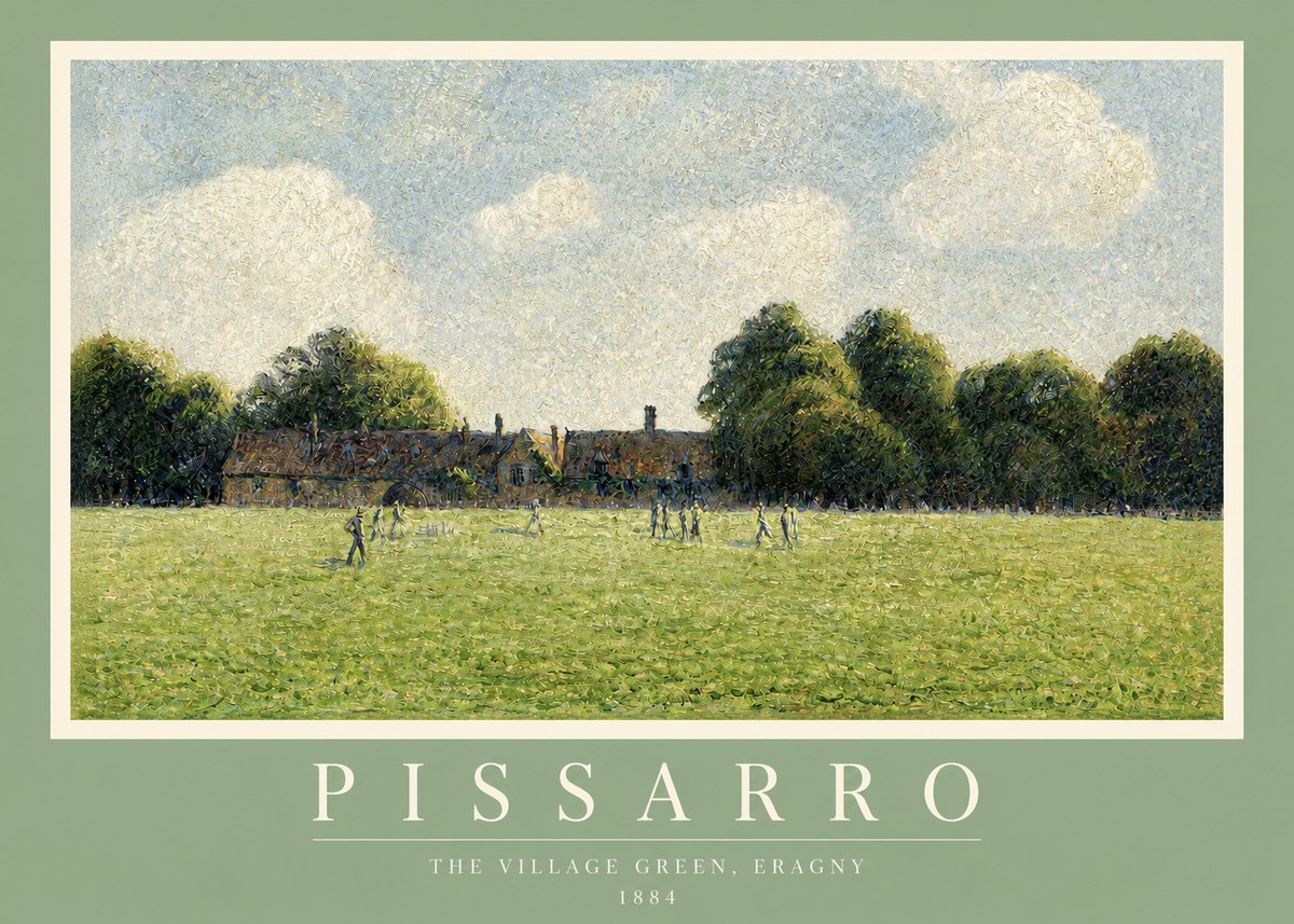 Pissarro The Village Green, Eragny No2 - Plakát