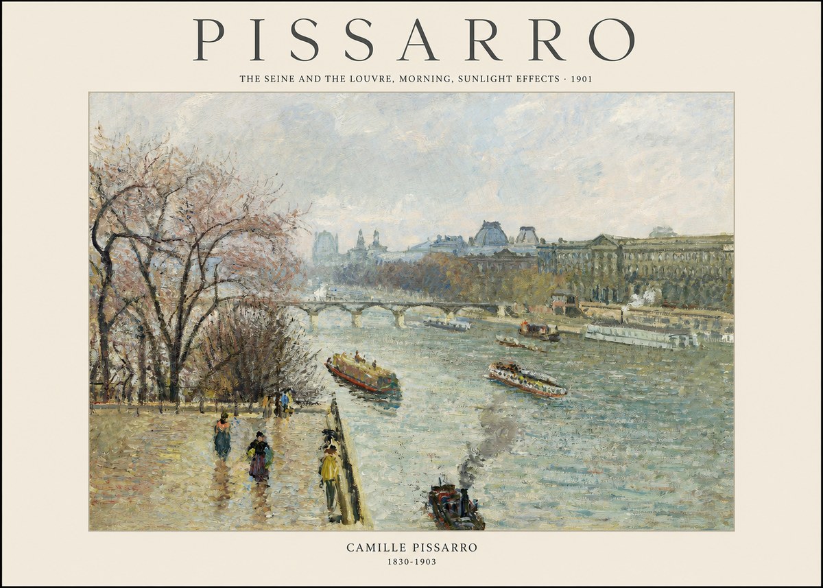 Pissarro The Seine and the Louvre, Morning, Sunlight Effects - 1901 No1 - Plakát