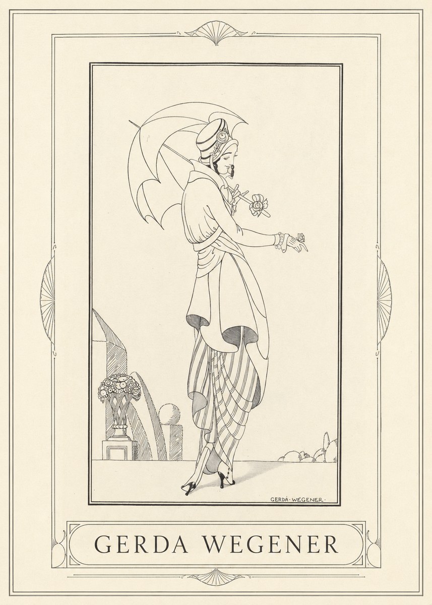 Gerda Wegener Elegant Figure with Parasol No1 - Plakát