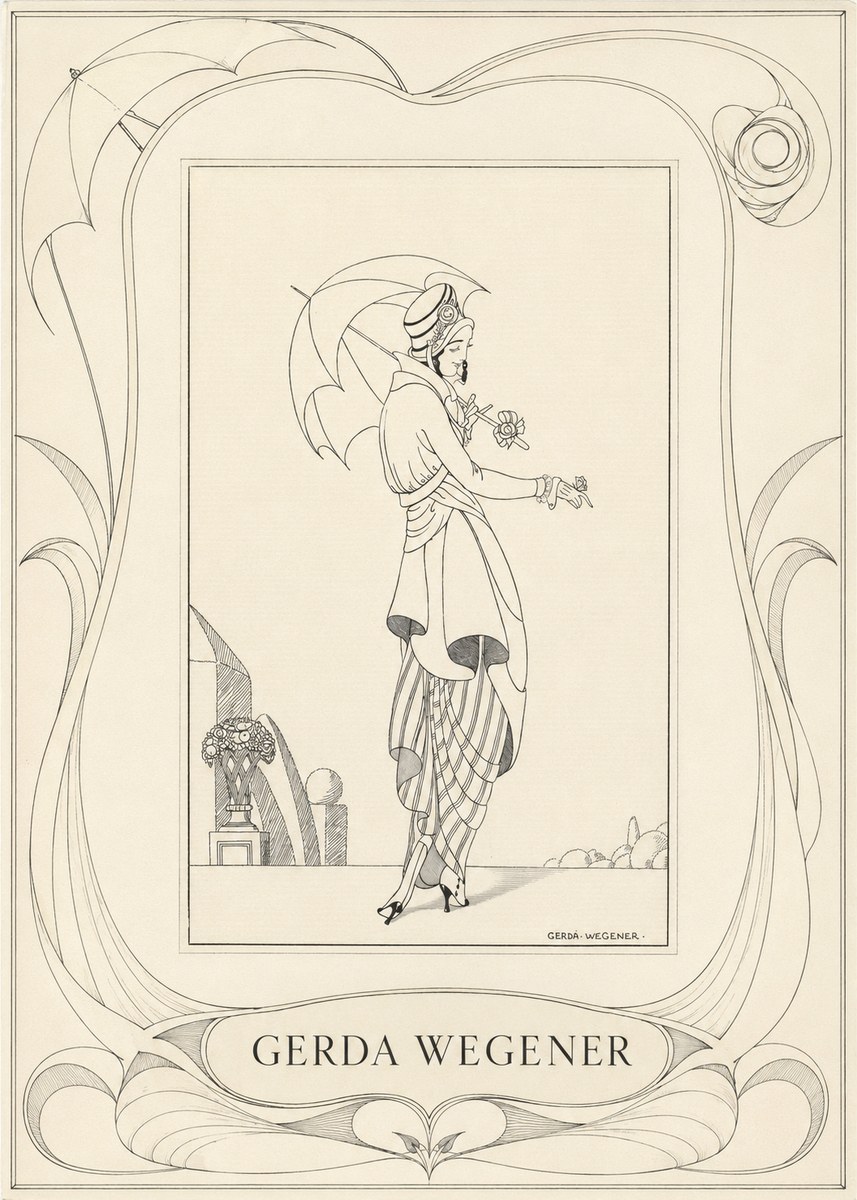 Gerda Wegener Elegant Figure with Parasol No3 - Plakát