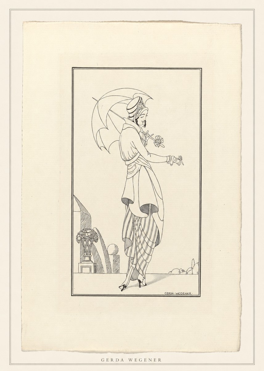 Gerda Wegener Elegant Figure with Parasol No4 - Plakát