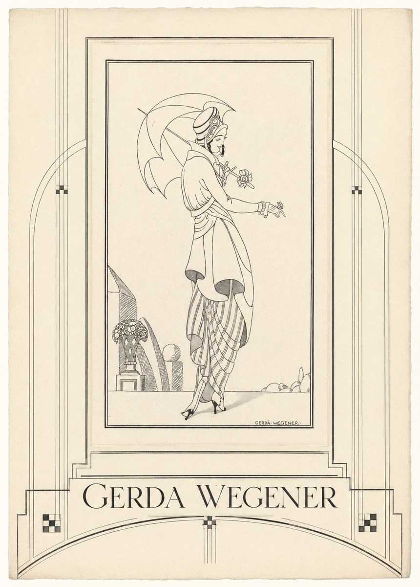 Gerda Wegener Elegant Figure with Parasol No6 - Plakát