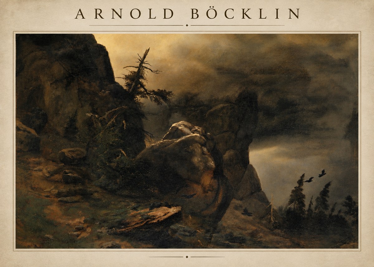 Arnold Böcklin Felsabhang Mit Wettertannen No4 - Plakát