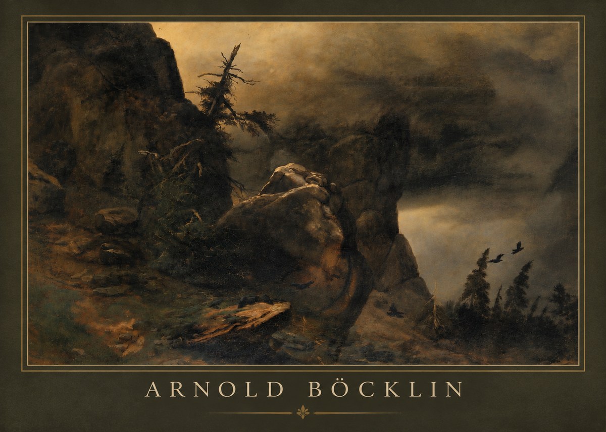 Arnold Böcklin Felsabhang Mit Wettertannen No5 - Plakát