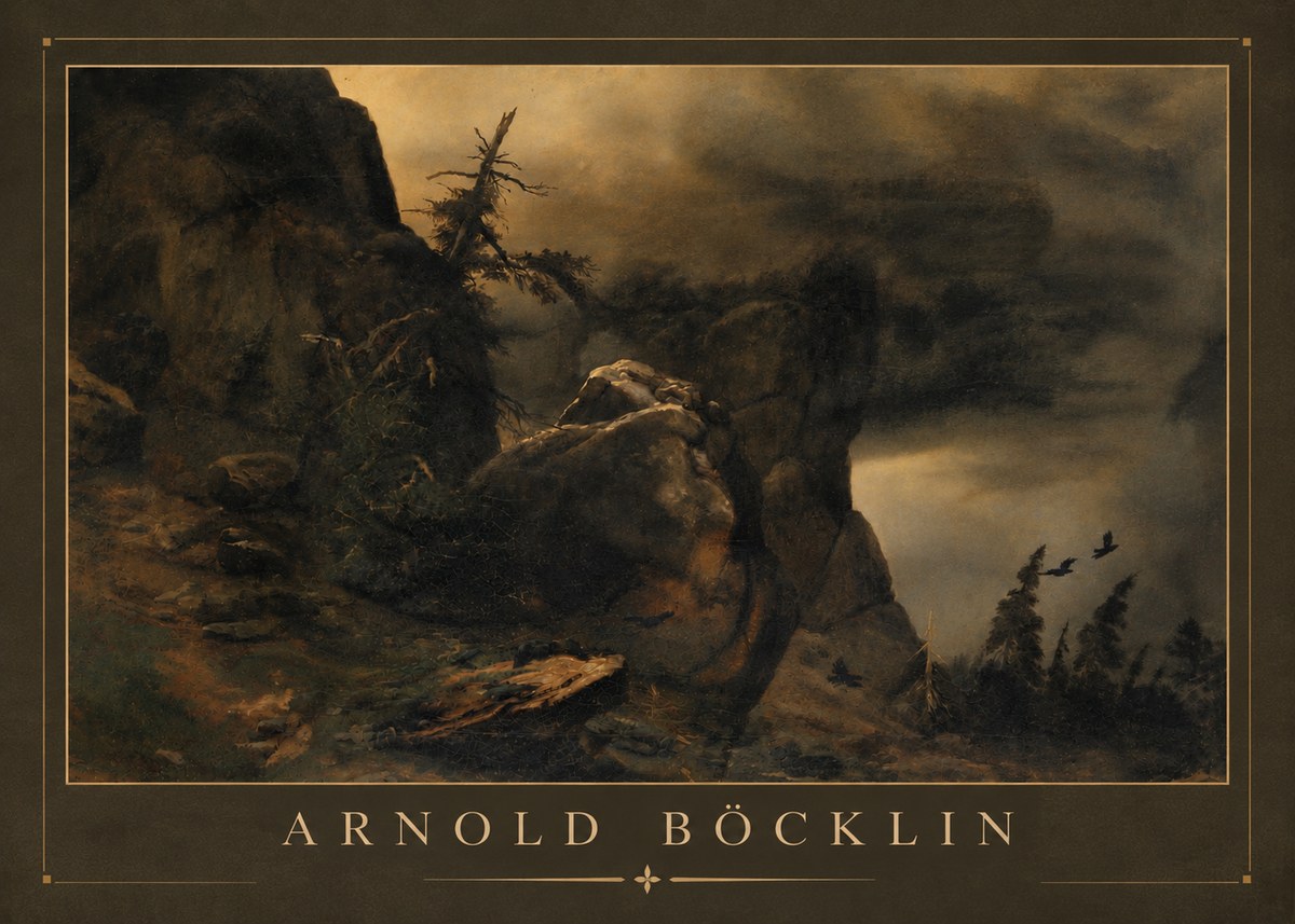 Arnold Böcklin Felsabhang Mit Wettertannen No6 - Plakát