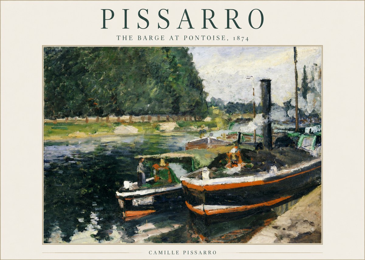 Pissarro The Barge at Pontoise, 1874 No1 - Plakát