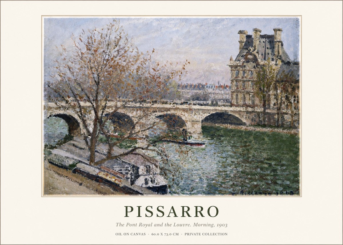 Pissarro The Pont Royal and the Louvre. Morning, 1903 No1 - Plakát