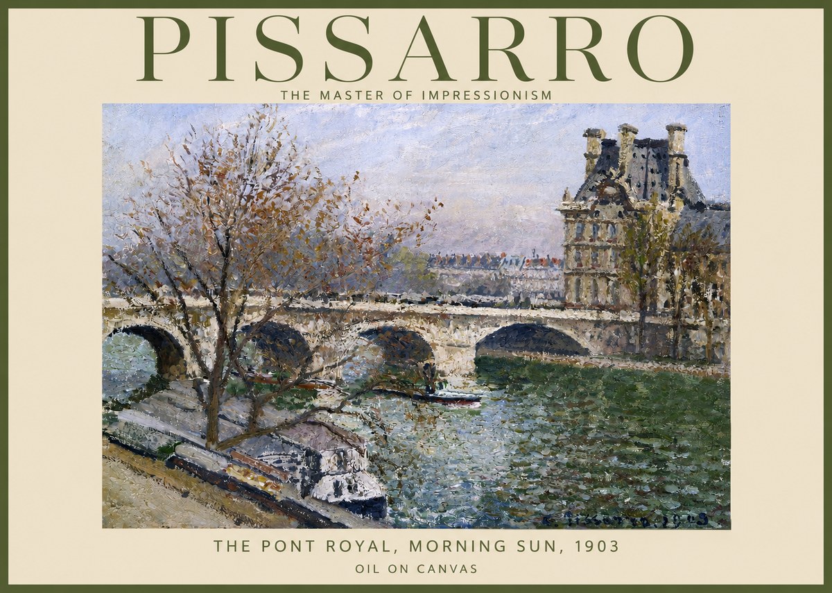 Pissarro The Pont Royal and the Louvre. Morning, 1903 No2 - Plakát
