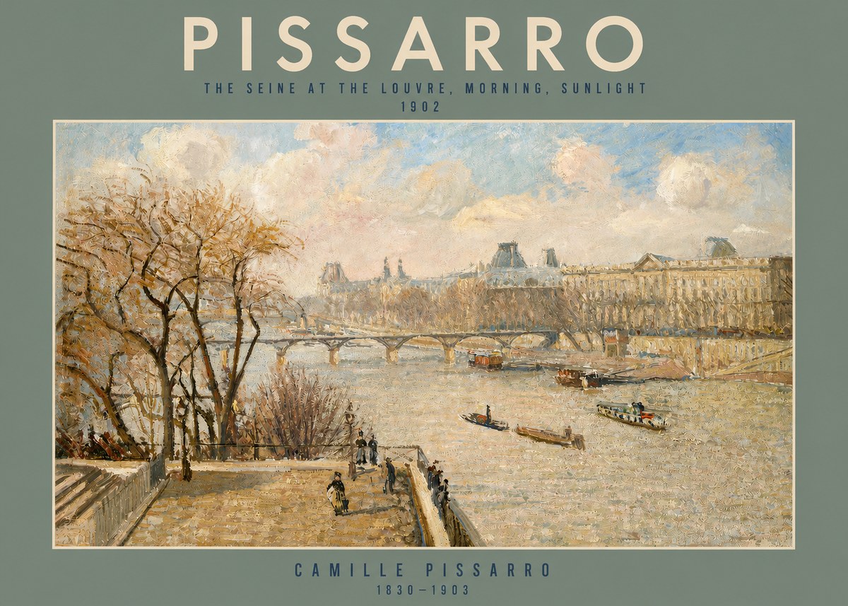 Pissarro The Seine and the Louvre, Morning No2 - Plakát