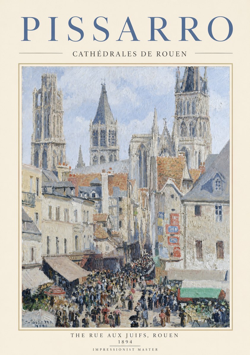 Pissarro The Rue Aux Juifs, Rouen No1 - Plakát