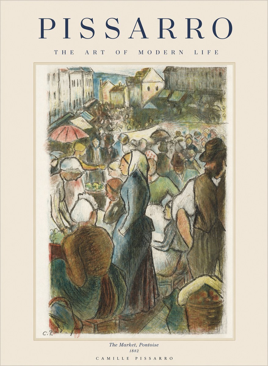 Pissarro The Market, Pontoise No1 - Plakát