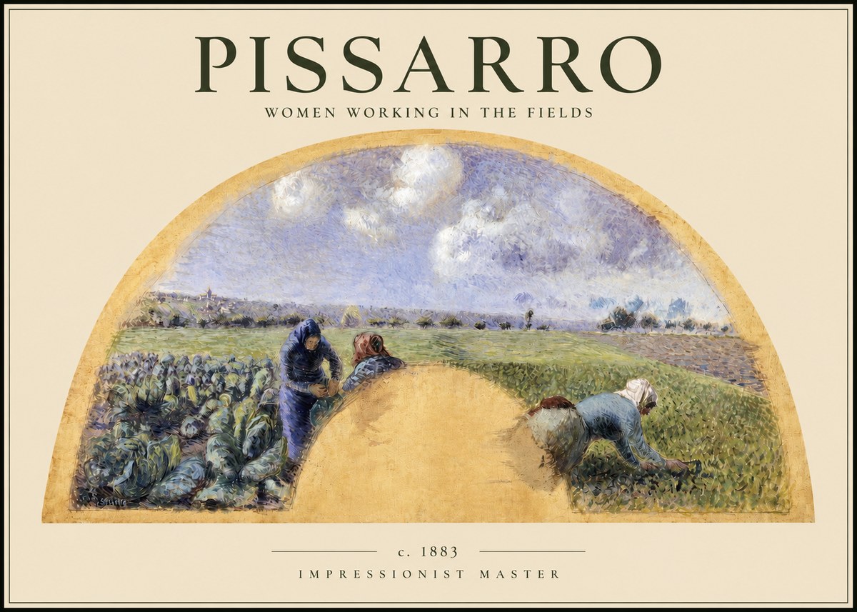 Pissarro Women Working in the Fields No2 - Plakát