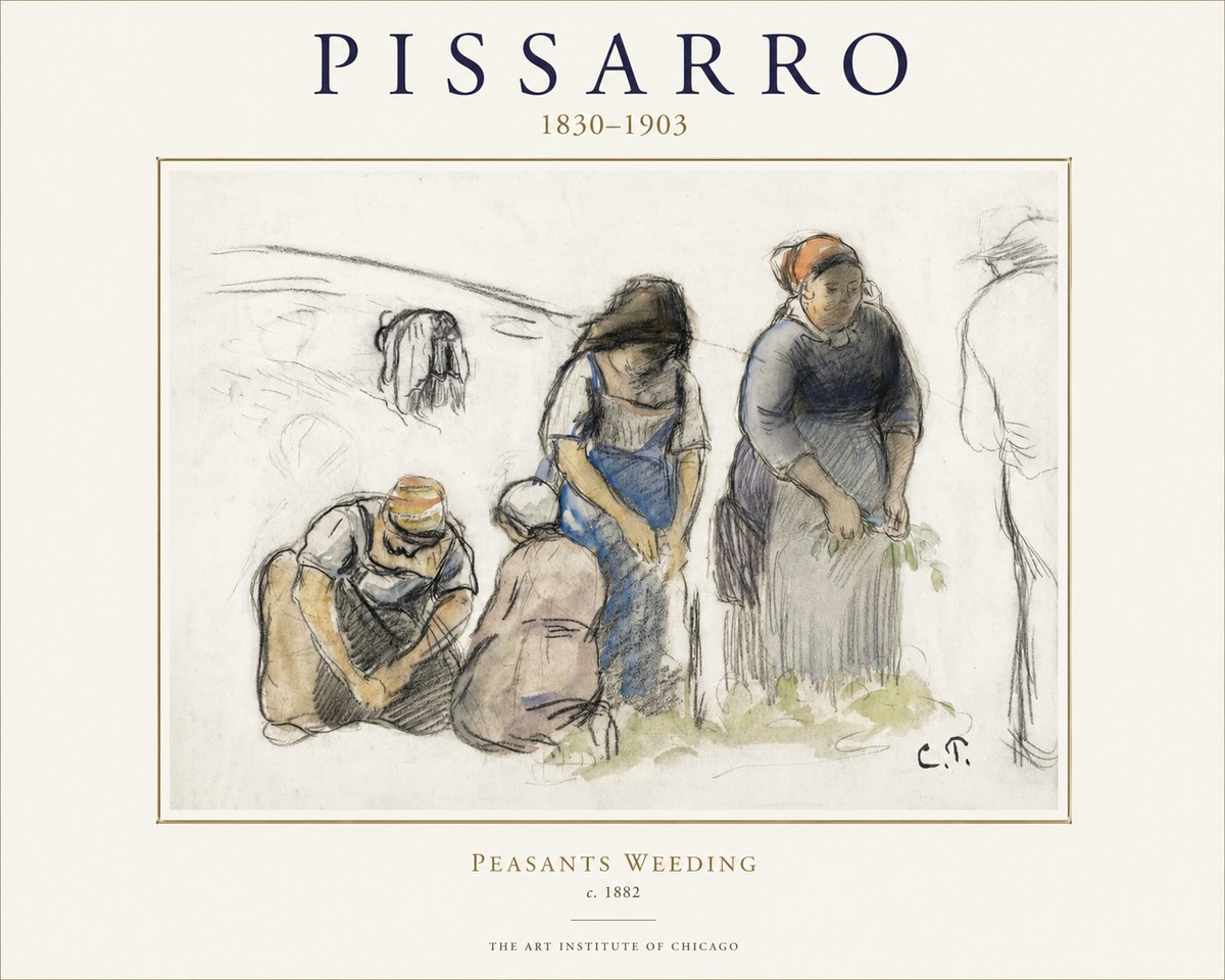 Pissarro Peasants Weeding No1 - Plakát