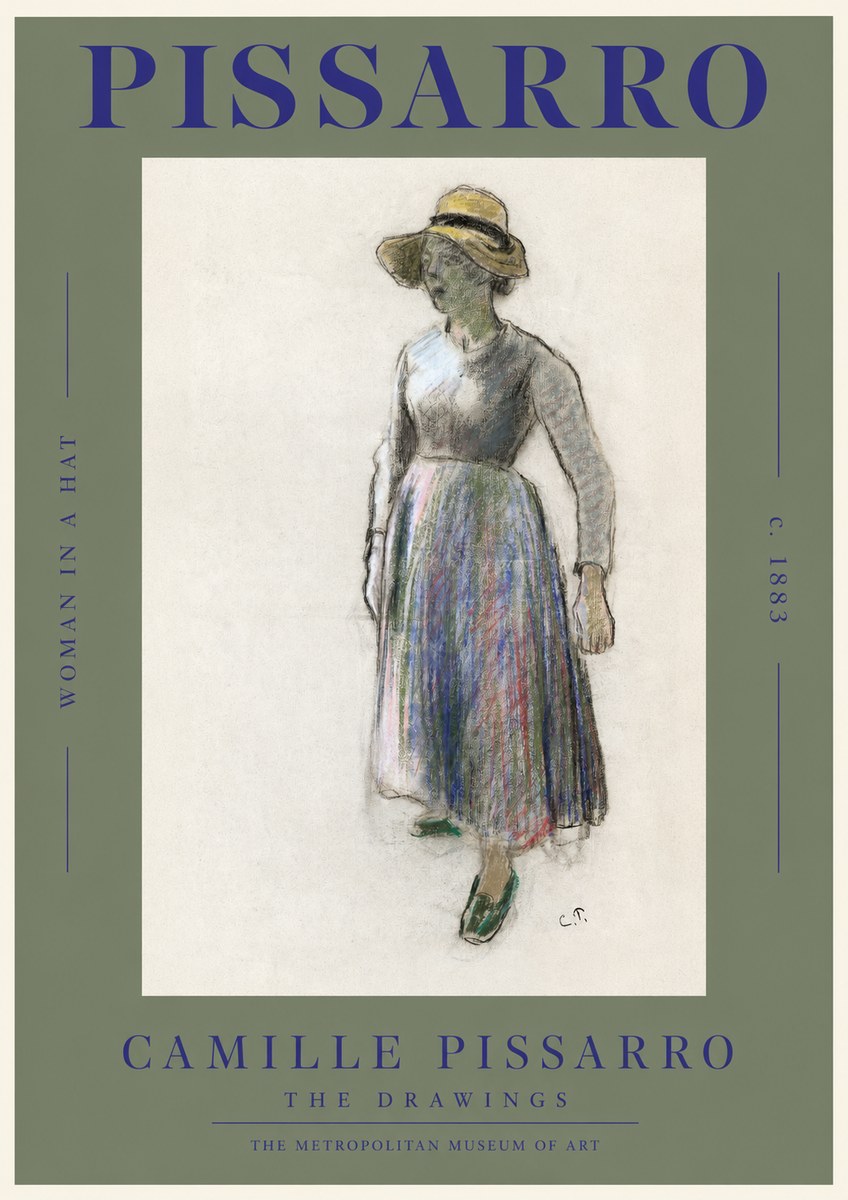 Pissarro Study of a Woman in a Hat No2 - Plakát