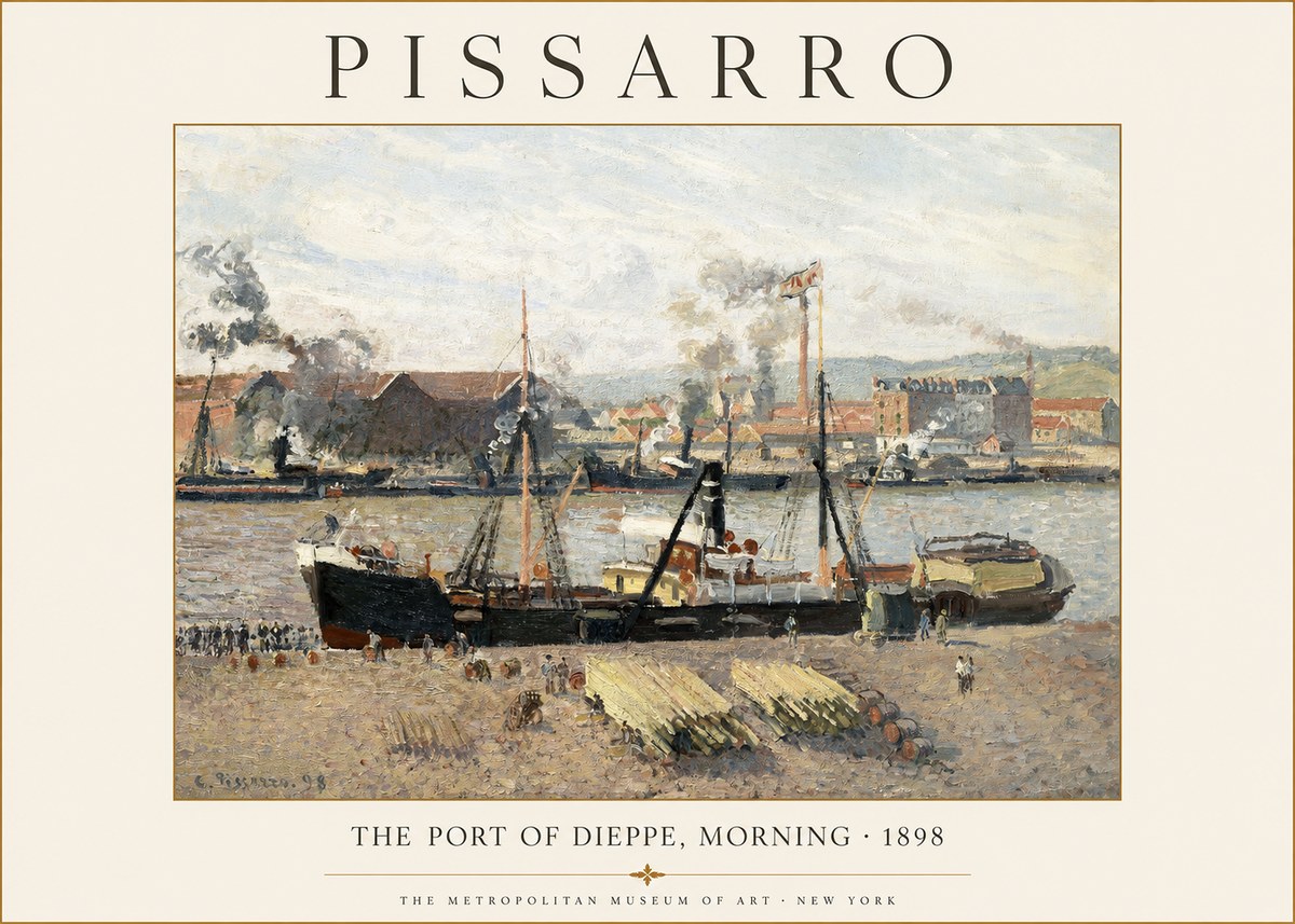 Pissarro The Port of Dieppe, Morning · 1898 No1 - Plakát