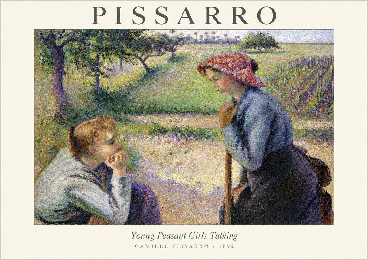 Pissarro Young Peasant Girls Talking No1 - Plakát