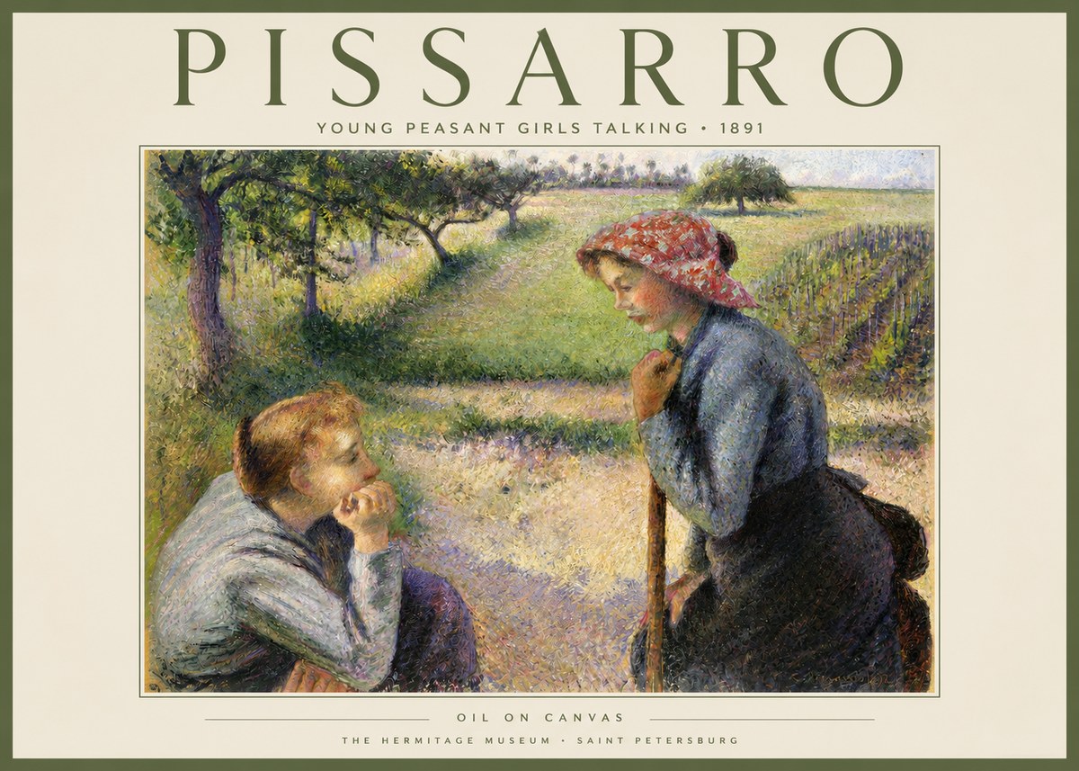 Pissarro Young Peasant Girls Talking No2 - Plakát