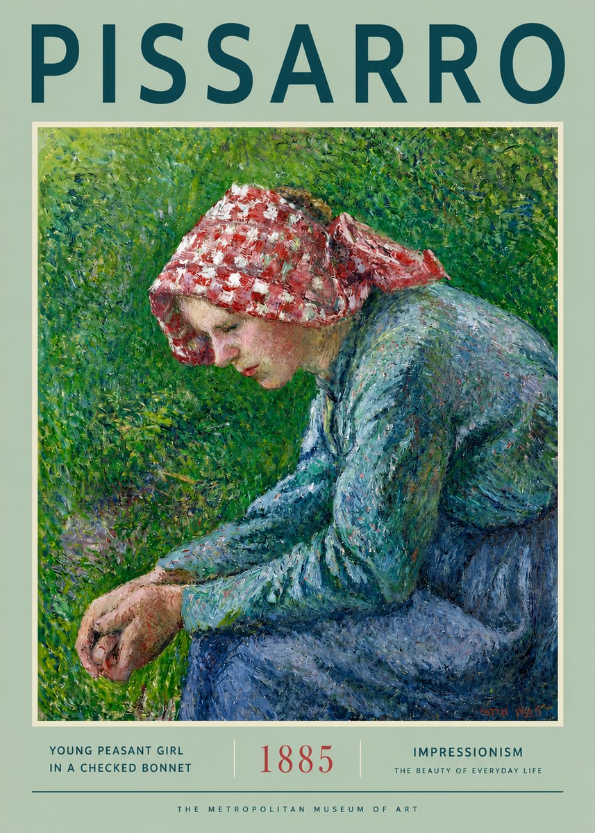 Pissarro Young Peasant Girl No2 - Plakát
