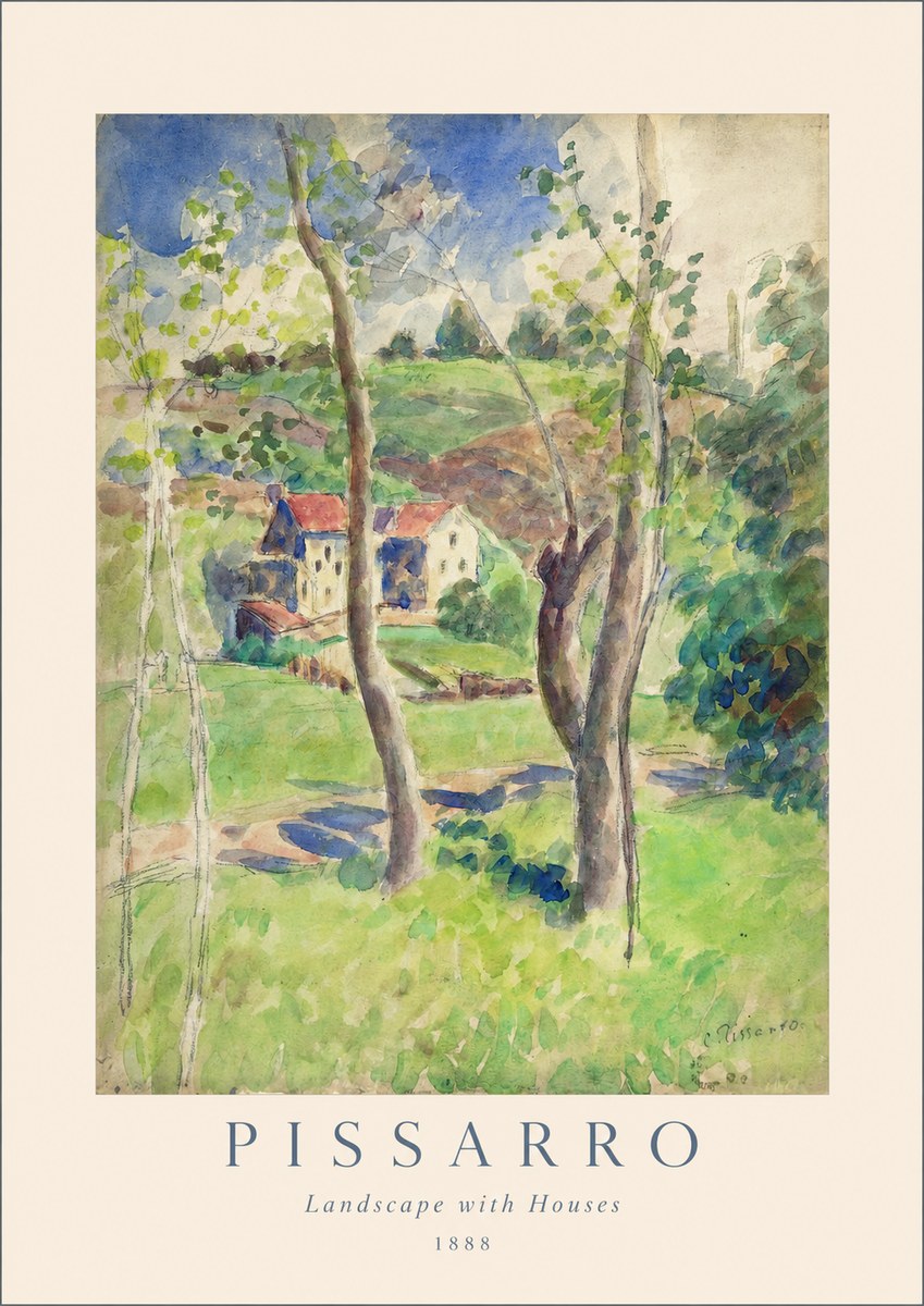 Pissarro Landscape with Houses No1 - Plakát