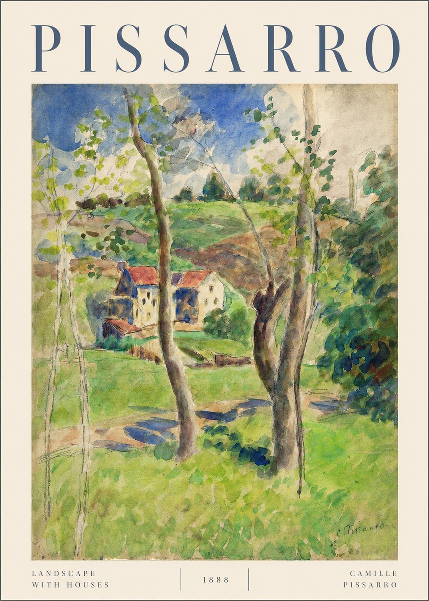 Pissarro Landscape with Houses No3 - Plakát